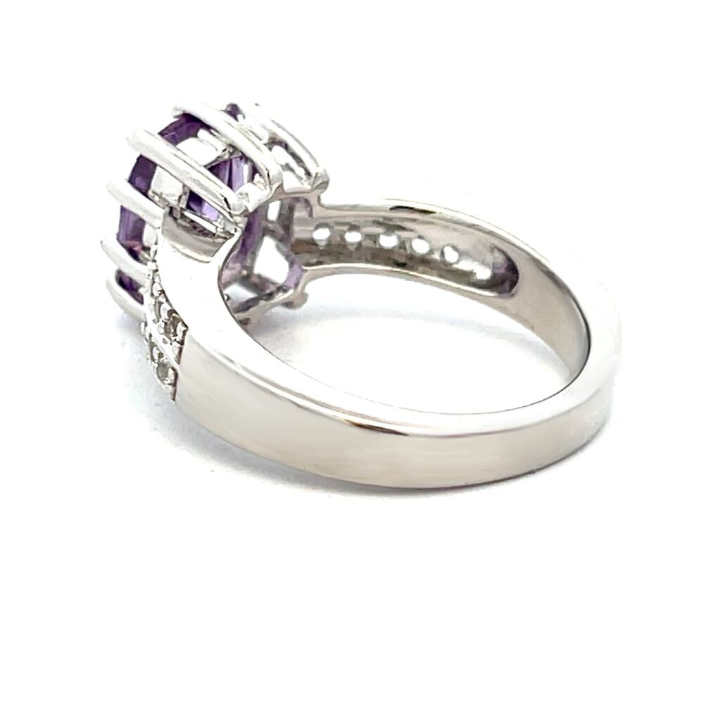 Purple Amethyst Created White Sapphire Ring 925 Sterling Silver US Size 7 - Picture 3 of 6